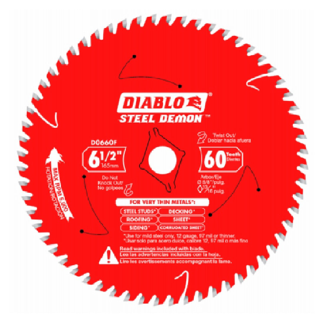 Diablo D0660FA Demon Metal Cutting Saw Blade, 6-1/2 Inch x 60 Tooth