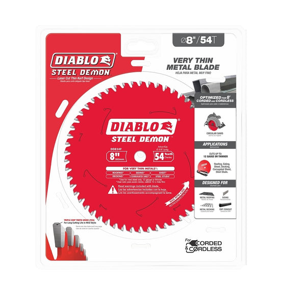 Diablo D0854F Steel Demon Carbide Circular Saw Blade, 8 Inch
