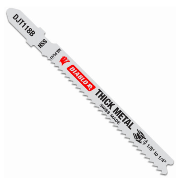 Diablo DJT118B5 17/14 TPI High Speed Steel T-Shank Jig Saw Blade, 3-5/8 Inch