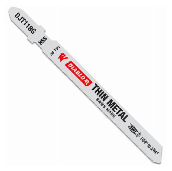 Diablo DJT118G5 36 TPI High Speed Steel T-Shank Jig Saw Blade, 3-5/8 Inch