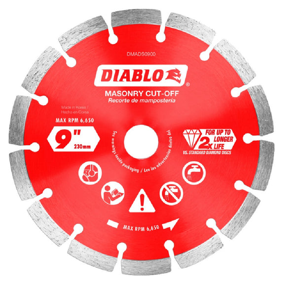 Diablo DMADS0900 Diamond Segmented Cut-Off Discs for Masonry, 9 Inch