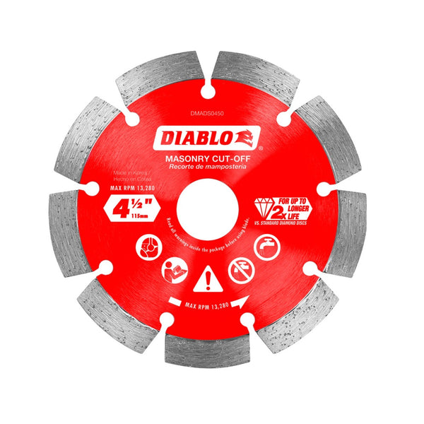 Diablo DMADS0450 Diamond Segmented Cut-Off Discs for Masonry, 4-1/2 Inch