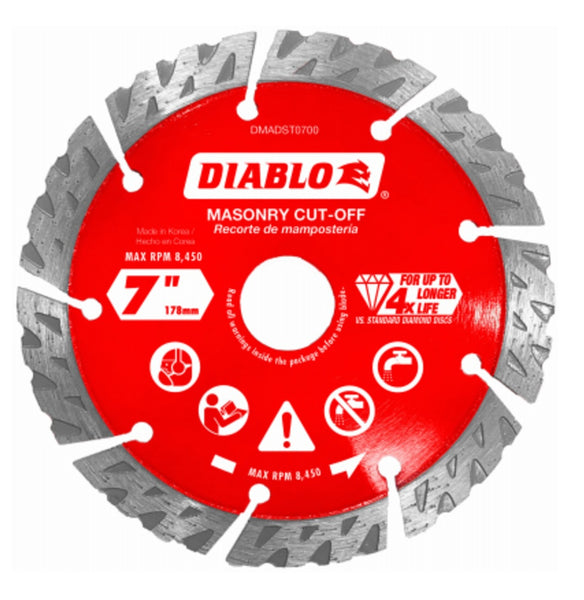 Diablo DMADST0700 Diamond Segmented Turbo Cut-Off Disc, 7 Inch