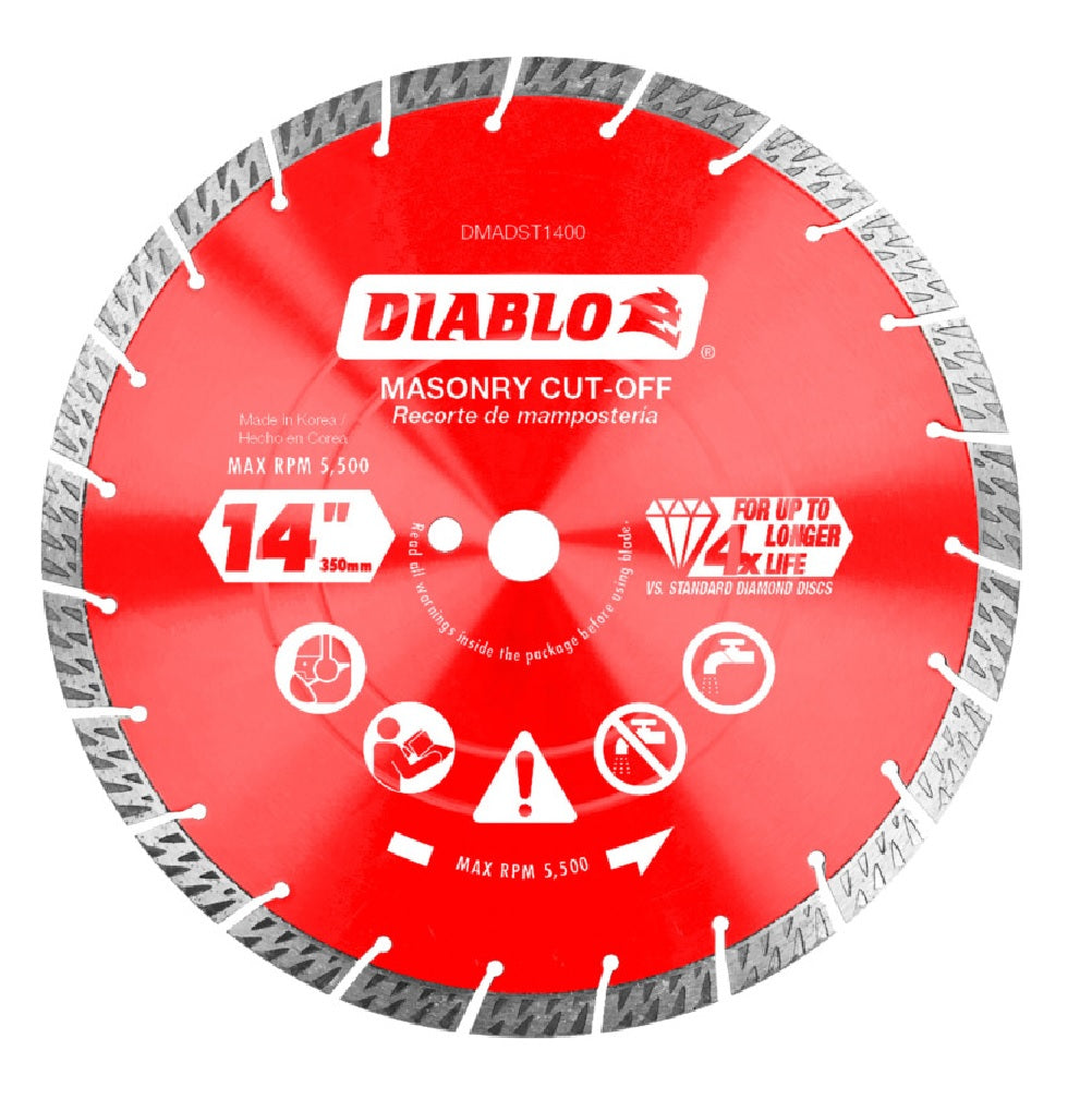 Diablo DMADST1400 Diamond Segmented Turbo Cut-Off Discs for Masonry, 14 Inch