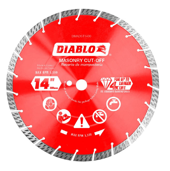 Diablo DMADST1400 Diamond Segmented Turbo Cut-Off Discs for Masonry, 14 Inch