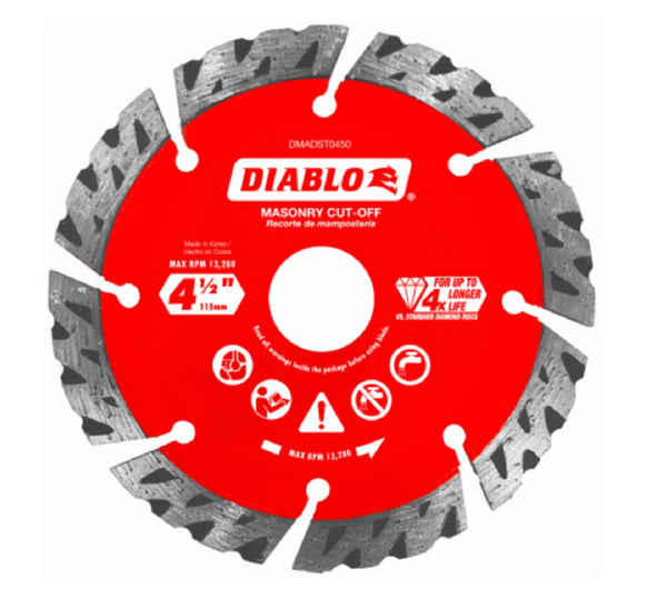 Diablo DMADST0450 Diamond Segmented Turbo Cut-Off Discs, 4-1/2 Inch