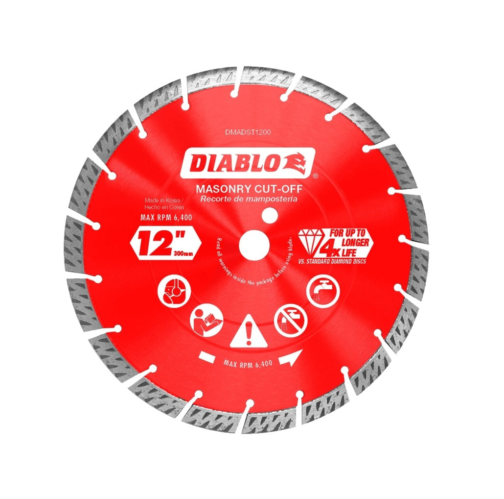 Diablo DMADST1200 Diamond Turbo Rim Masonry Cut-Off Disc, 12 inch
