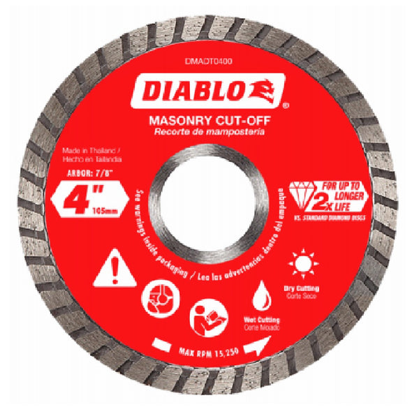 Diablo DMADT0400 Diamond Turbo Cut-Off Discs for Masonry, 4 Inch