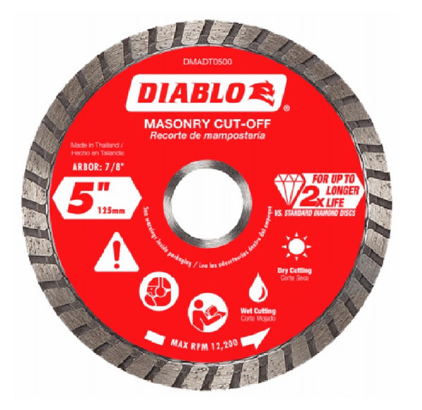 Diablo DMADT0500 Diamond Turbo Cut-Off Discs for Masonry, 5 Inch