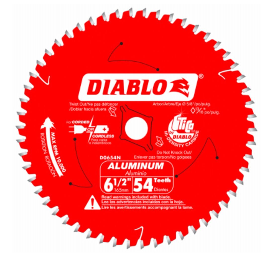 Diablo D0654NA Aluminum Cutting Saw Blade, 6-1/2 Inch x 54 Tooth