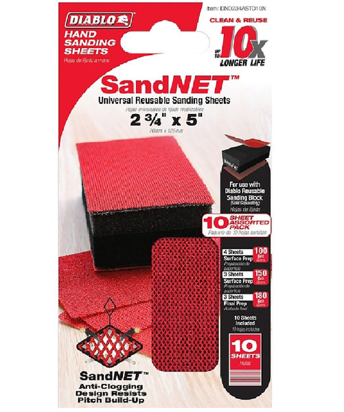 Diablo DND234ASTD10N SandNET Reusable Sanding Sheet Drywall Pack, 2-3/4 Inch x 5 Inch
