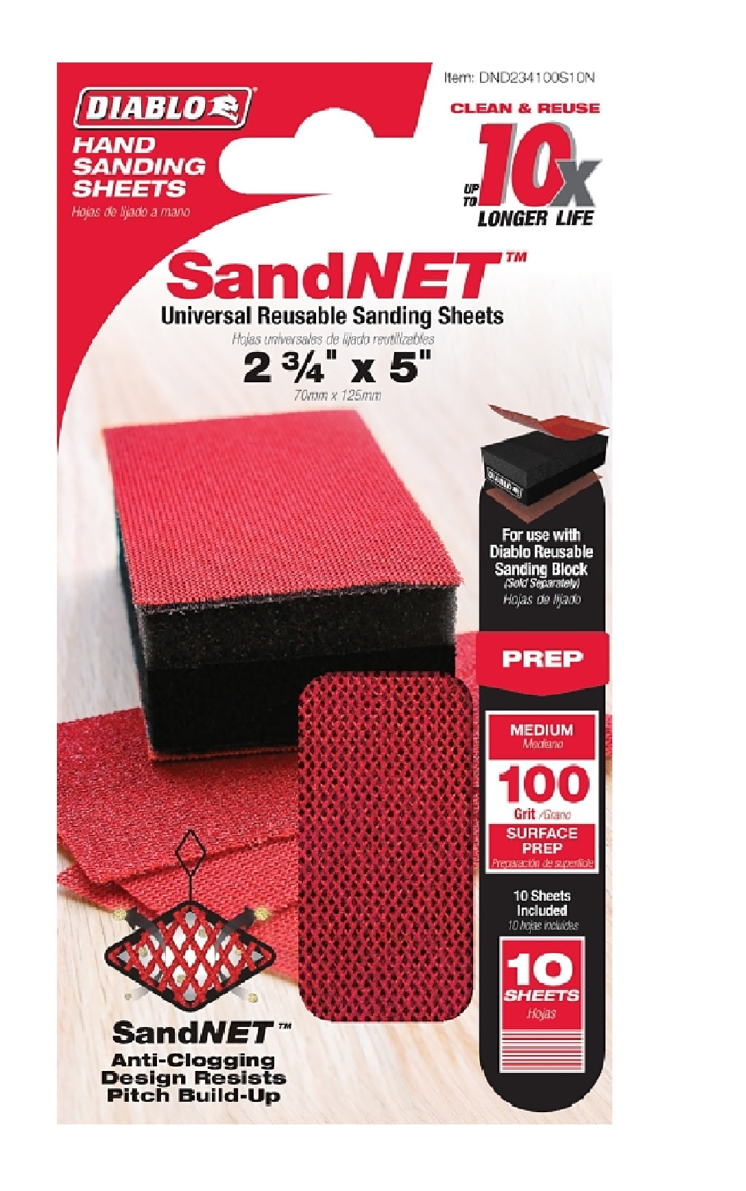 Diablo DND234100S10N SandNET Hand Sander Refill Sheet, 100-Grit