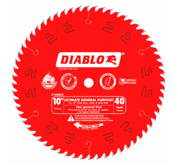 Diablo D1040UX Ultimate General Purpose Saw Blade, 10 Inch x 40 Tooth
