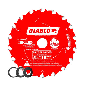 Diablo D053818WMX Fast Framing Saw Blade, Carbide, 5-3/8 Inch