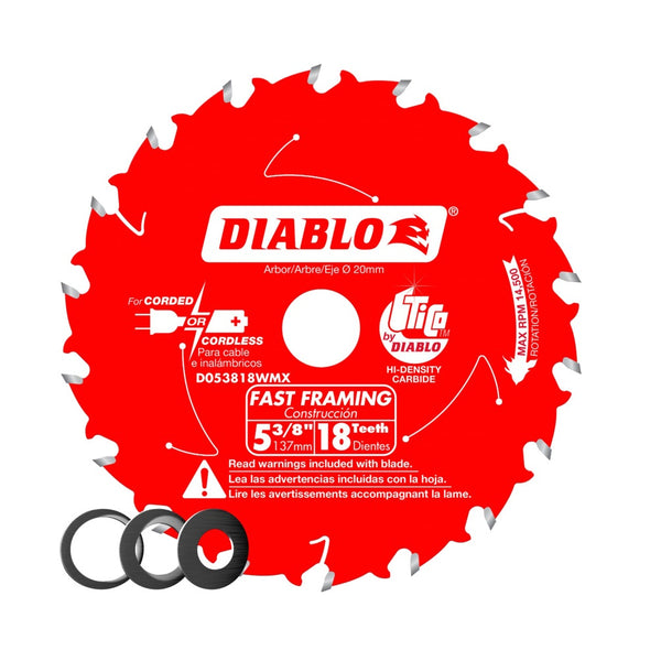 Diablo D053818WMX Fast Framing Saw Blade, Carbide, 5-3/8 Inch