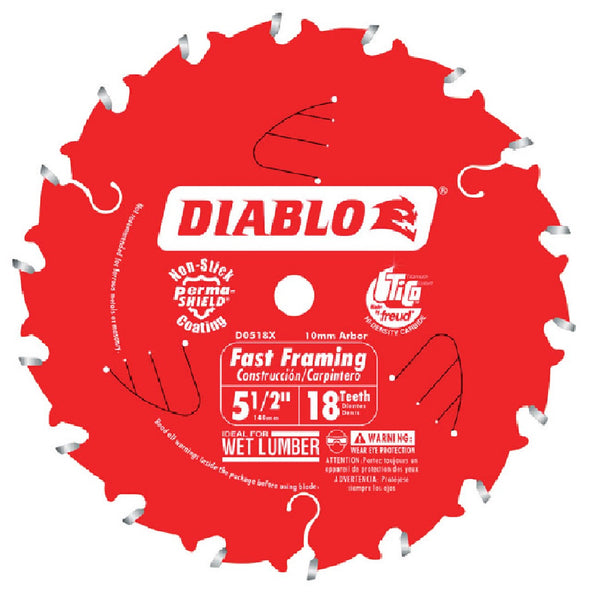 Diablo D055018WMX Fast Framing Saw Blade, 5-1/2 Inch x 18-Tooth