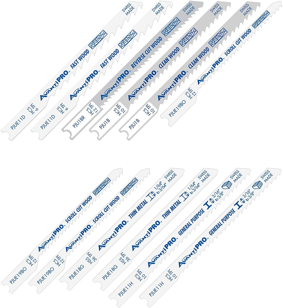 Diablo PJU12BC Avanti Pro U-Shank Jig Saw Blade Set, 12 Piece