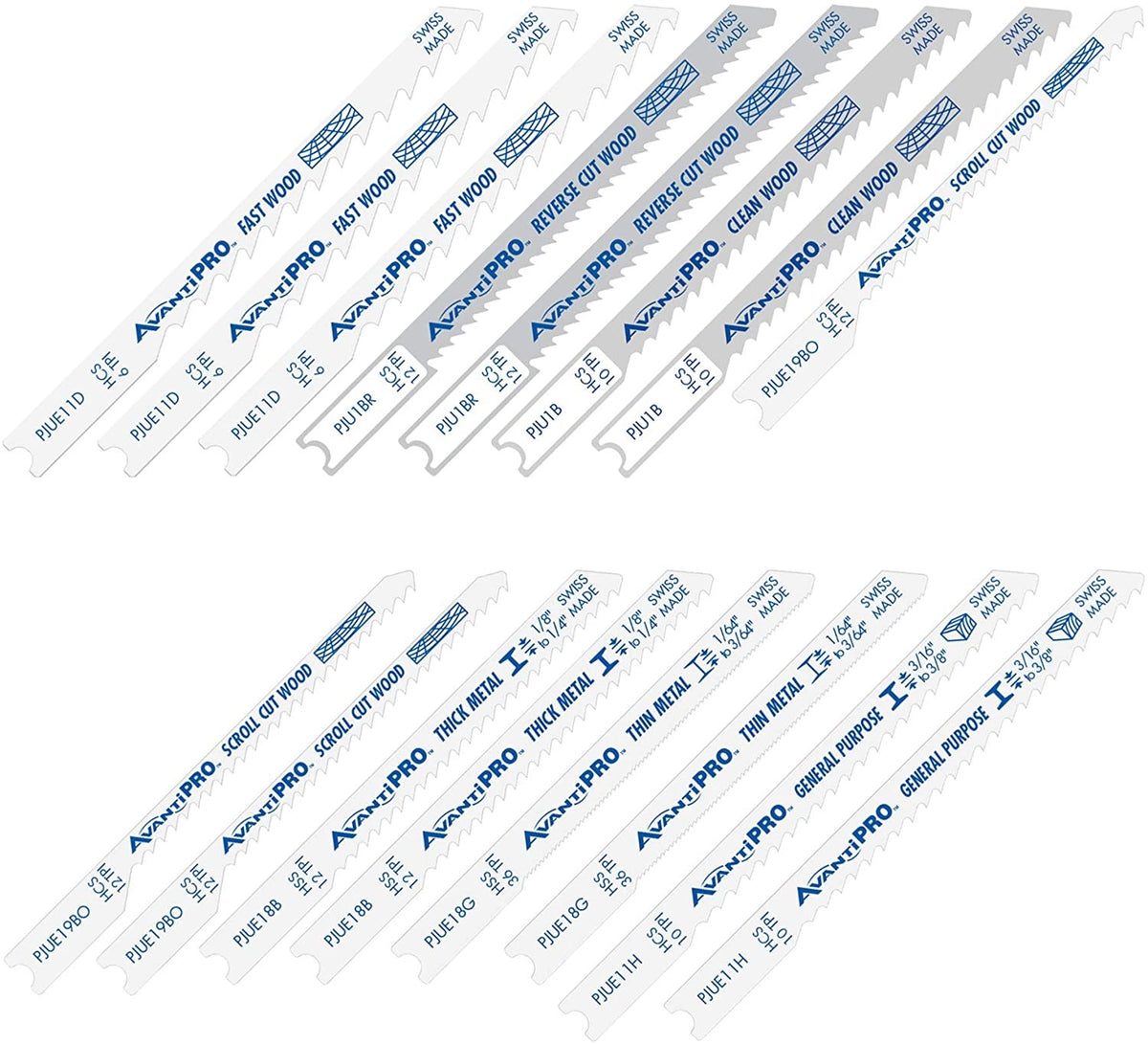 Diablo PJU16BC Avanti Pro U-Shank Jig Saw Blade Set, 13 Piece