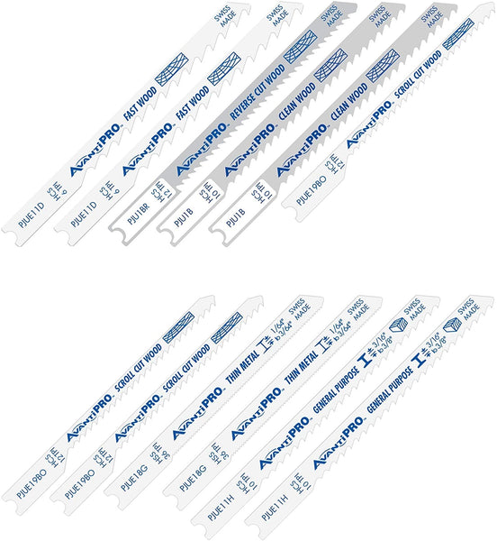 Diablo PJU12BC Avanti Pro U-Shank Jig Saw Blade Set, 12 Piece