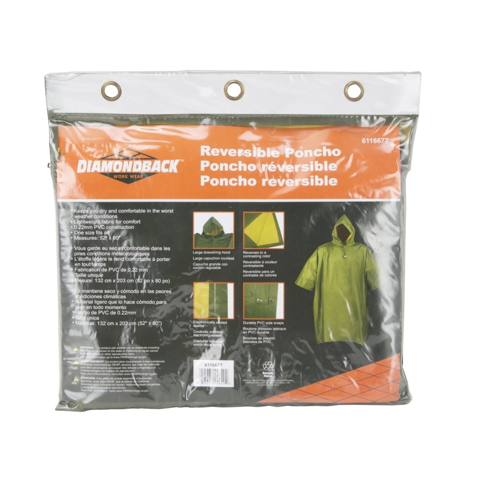Diamondback 2690 Reversible Poncho, Olive/Yellow
