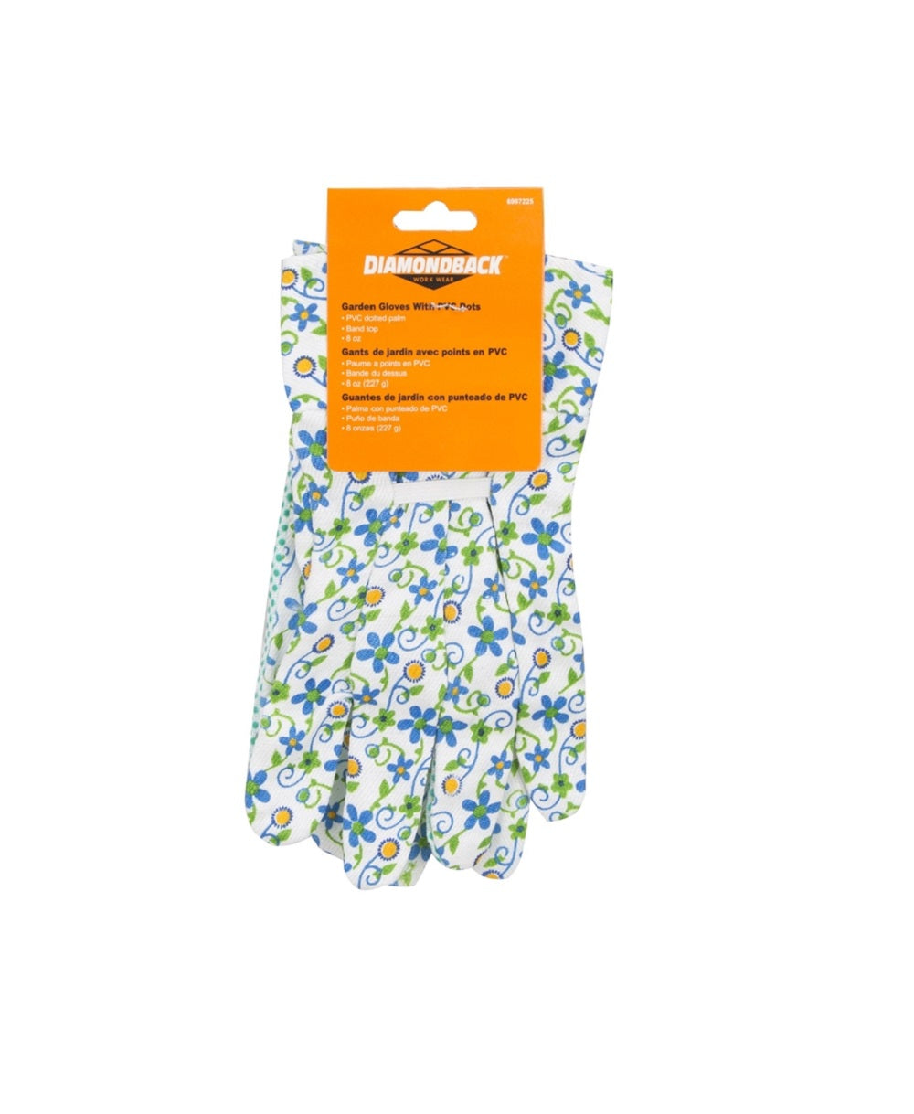 Diamondback C001 Garden Gloves with PVC Dots, Assorted Pattern