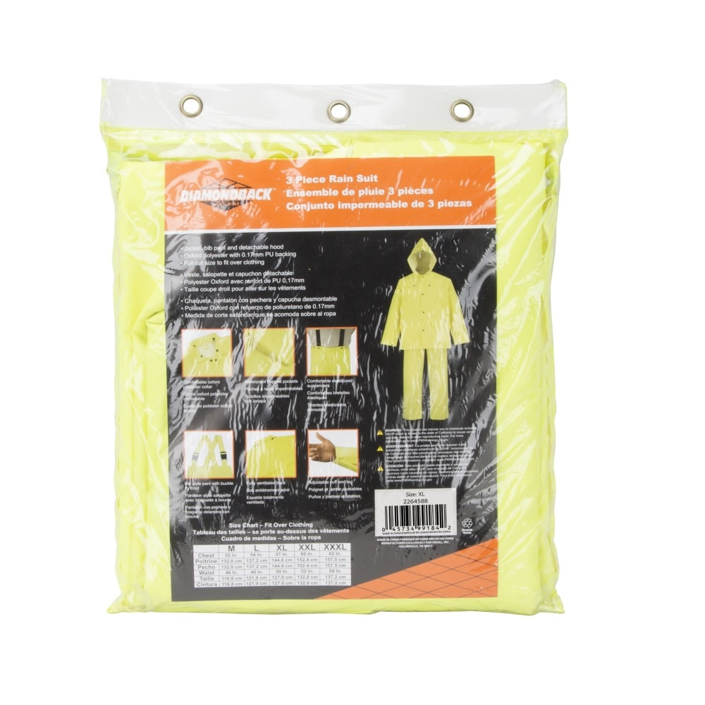 Diamondback OX025PU-XL Rain Suit, Extra Large, Yellow