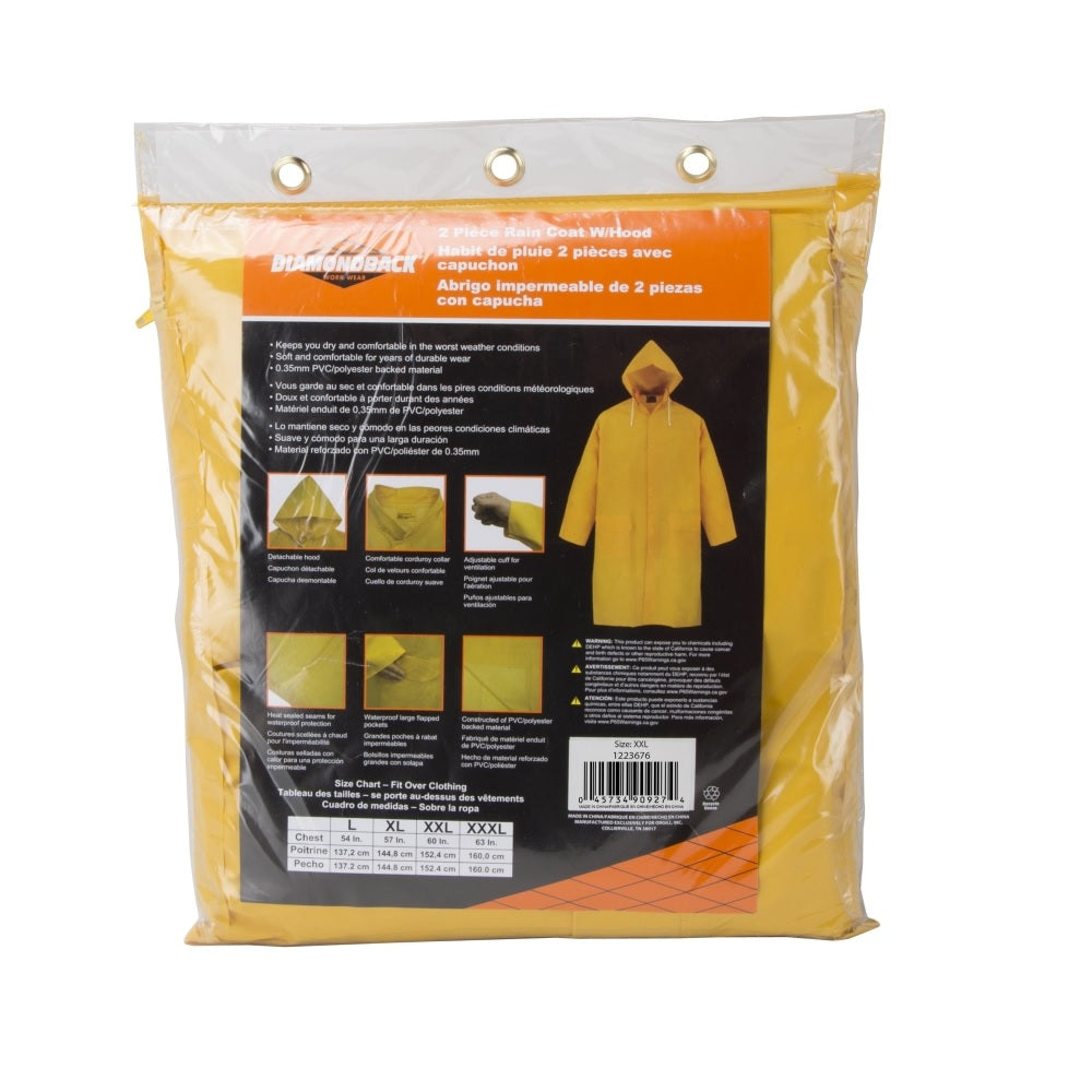 Diamondback PY-800XXL Raincoat, 2XL, Yellow