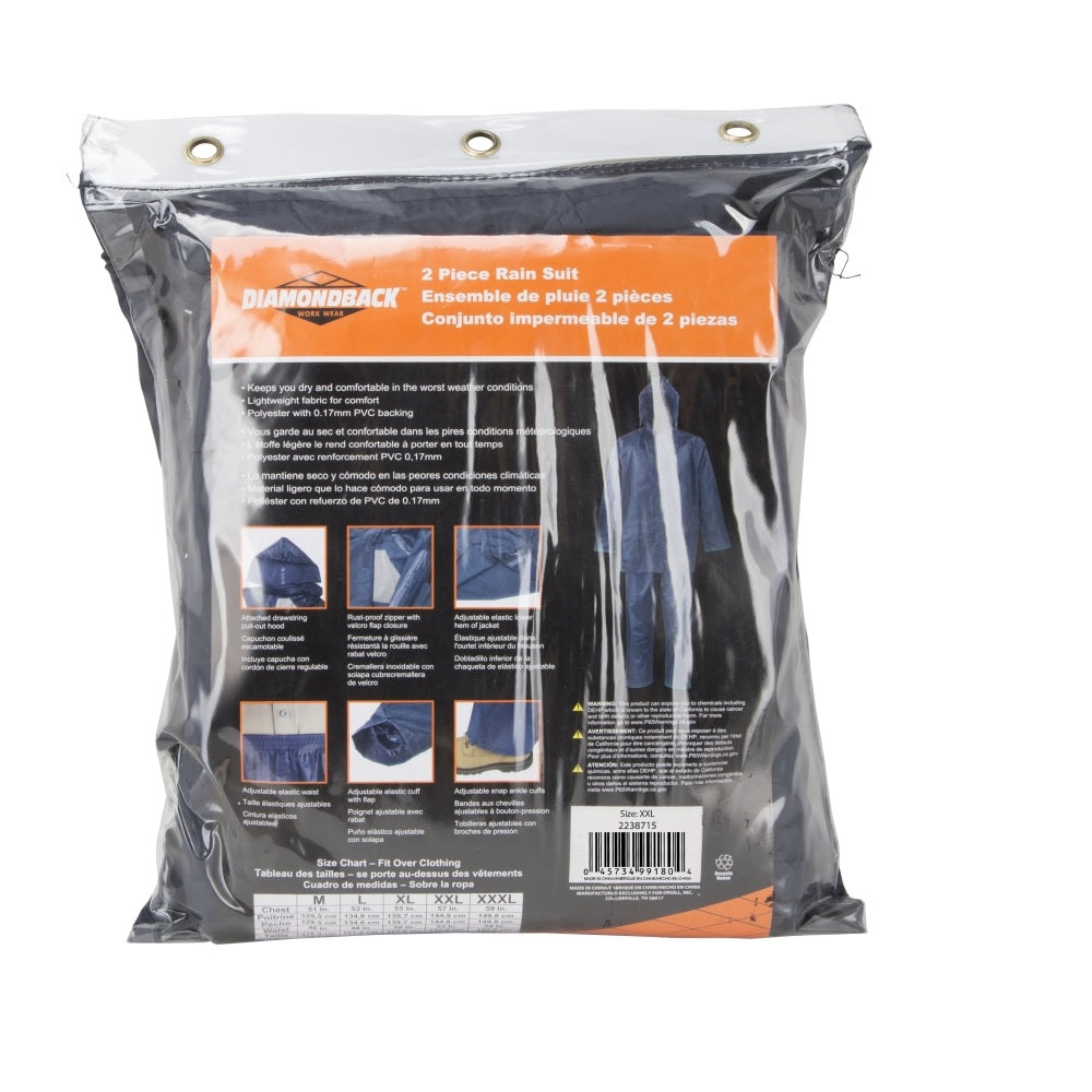 Diamondback SPU045-XXL Rain Suit, 2XL, Blue