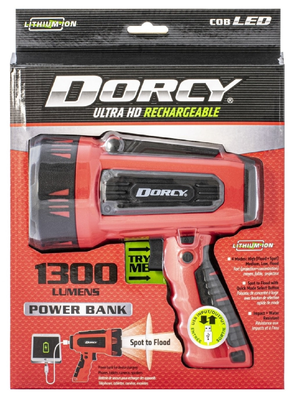 Dorcy 41-4356 Rechargeable Spotlight, Black/Red