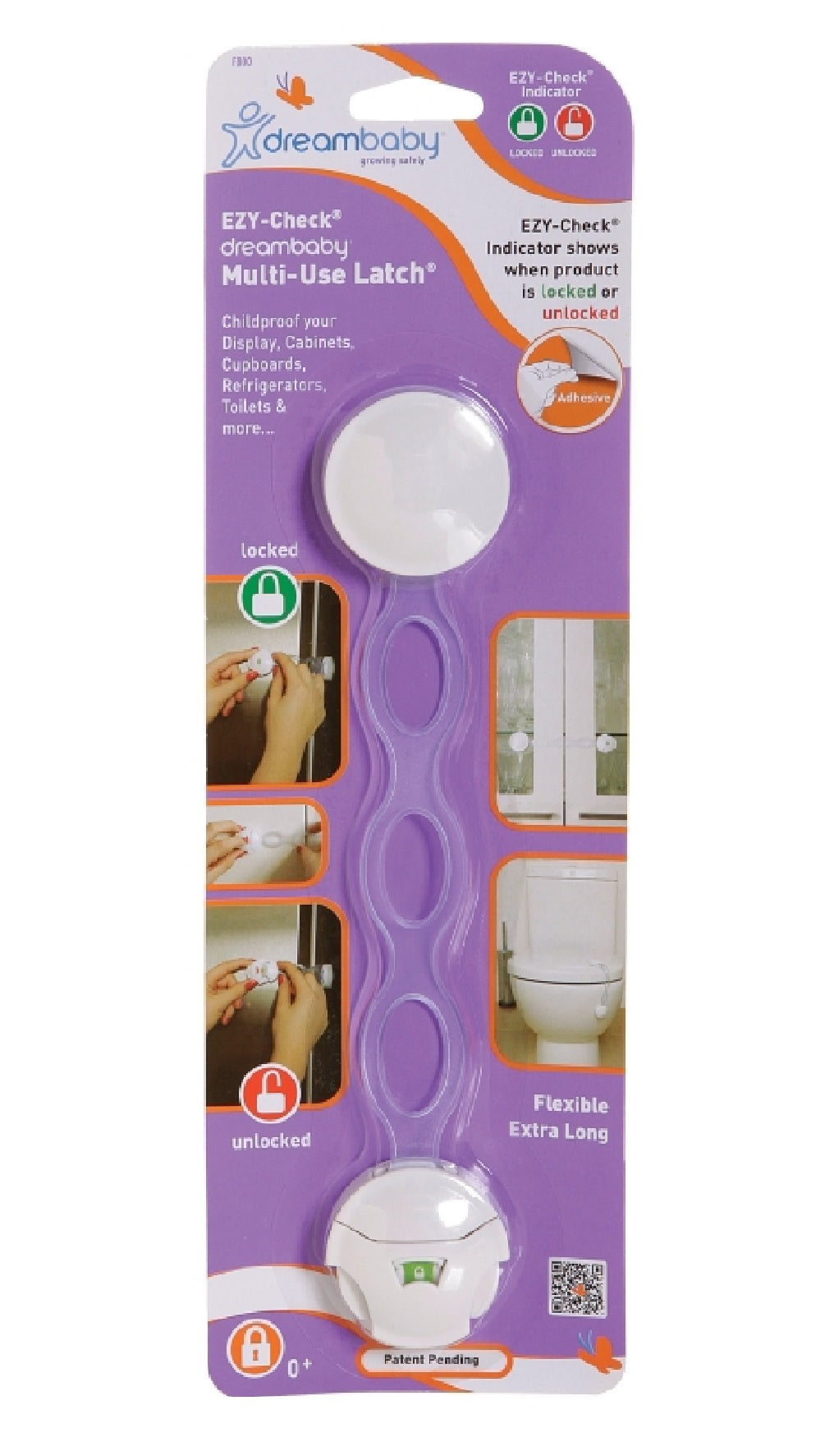 Dreambaby L800A Ezy-Check Safety Latch, White, Plastic