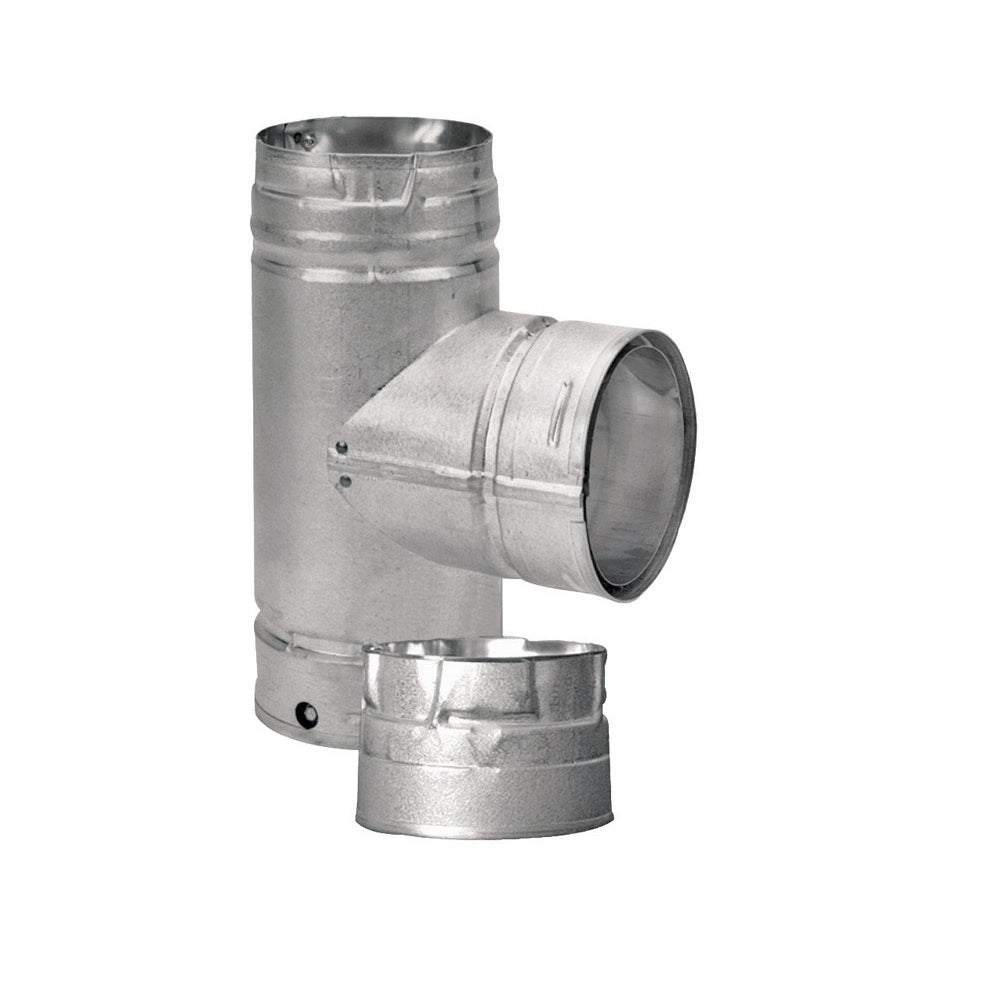 DuraVent 3PVL-TR PelletVent Tee With Clean-Out Cap, 3 Inch, Galvanized Steel