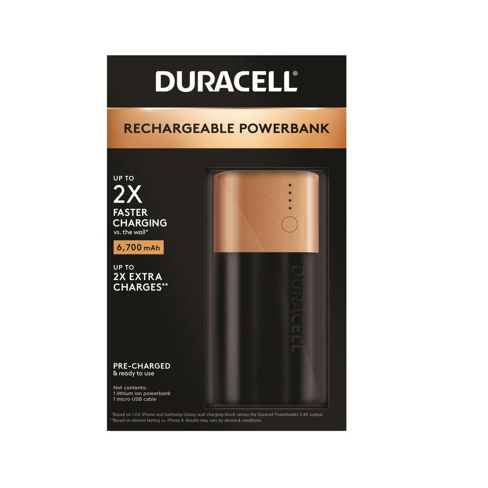 Duracell 03292 2-Day Power Bank and USB Charger, Black and Gold