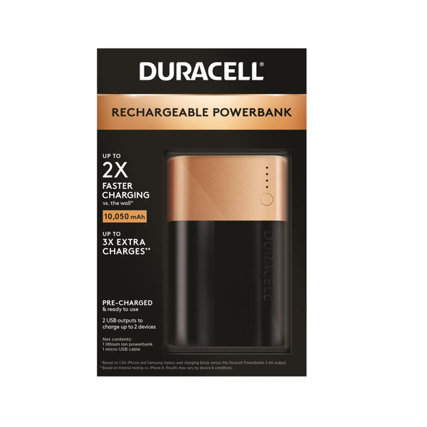 Duracell 03293 3X Rechargeable Power Bank, Black/Gold
