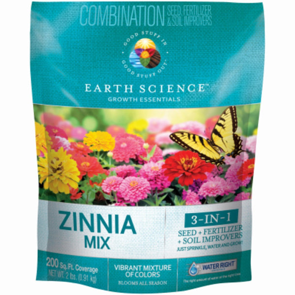 Earth Science 12142-6 Zinnia Flower Seed Mix, 2 Lbs