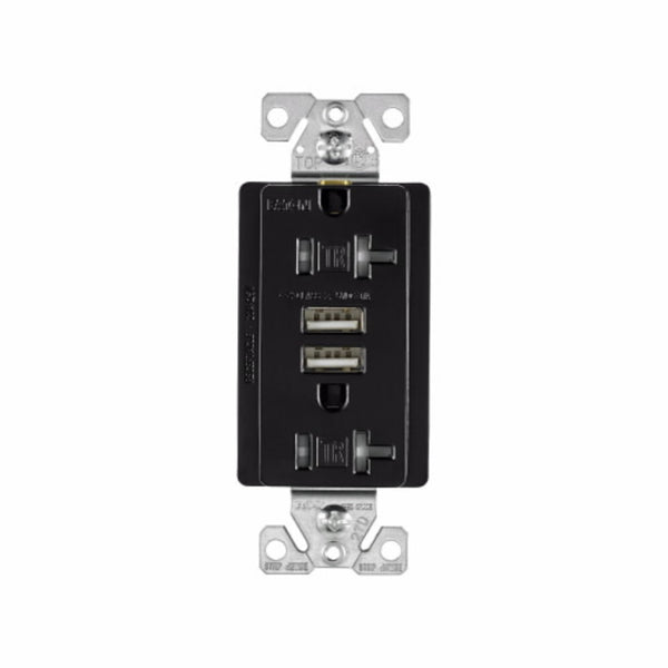Eaton TR7756BK-BOX Combination USB Charger With Duplex Receptacle, Black