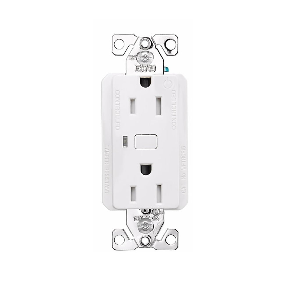 Eaton WFTRCR15-W-SP-L Wi-Fi Smart Duplex Receptacle, White, 15 Amp