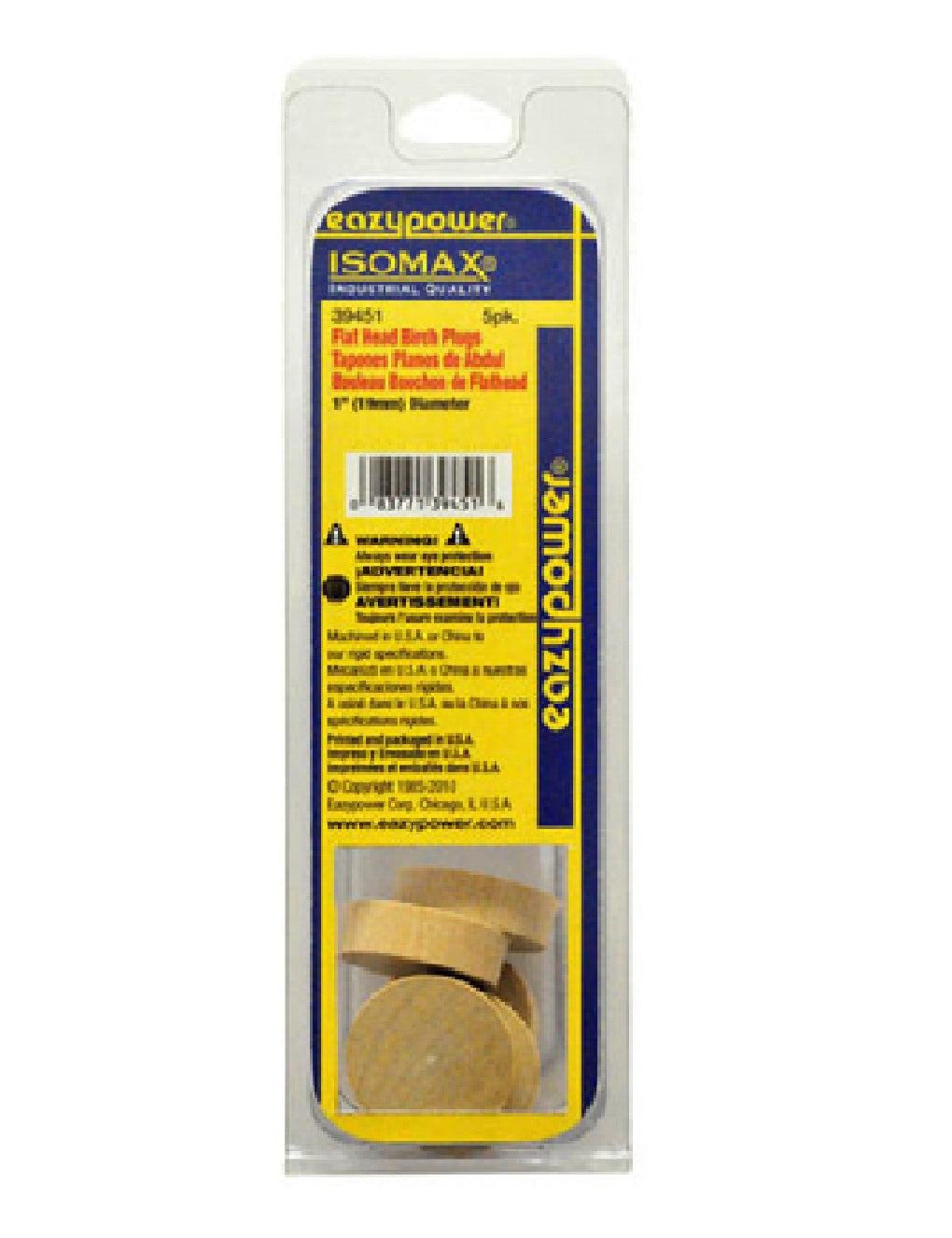 Eazypower 30370 Flat Head Birch Plug, 5 Piece