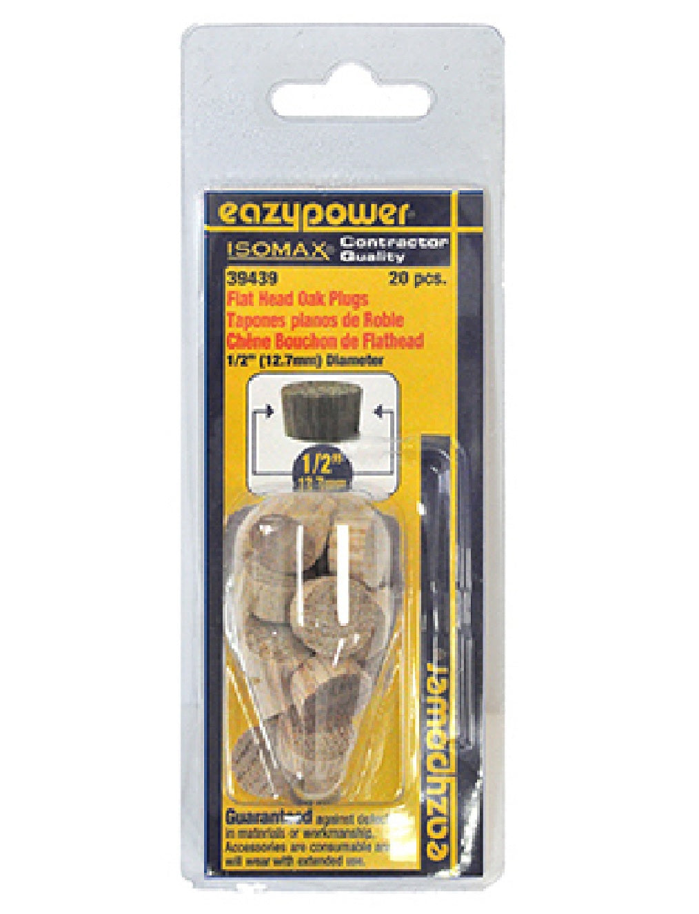 Eazypower 30224 Oak Flat Head Plug, 20 Pack