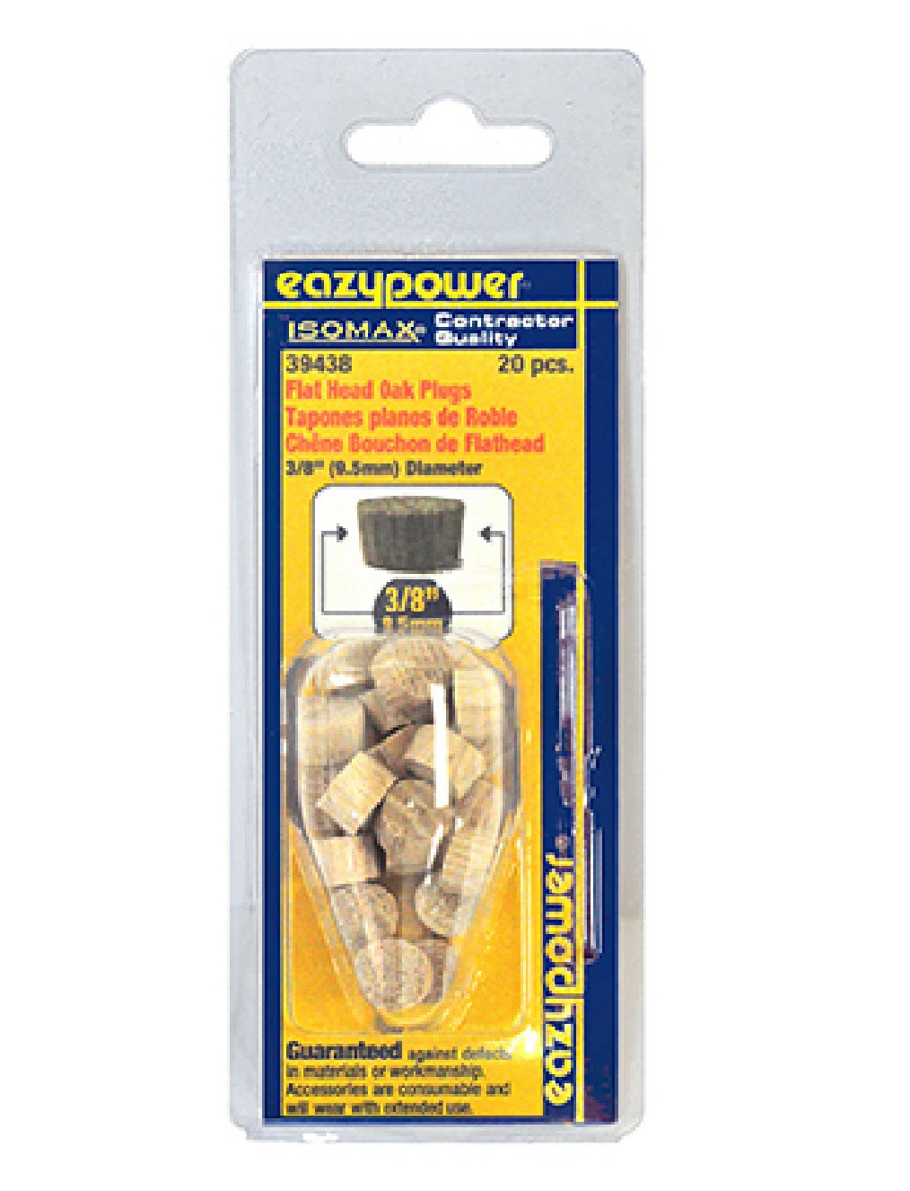 Eazypower 30223 Oak Flat Head Plug, 20-Pack