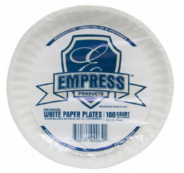 Empress E30200 00064 Uncoated Paper Plate, White, 9 Inch