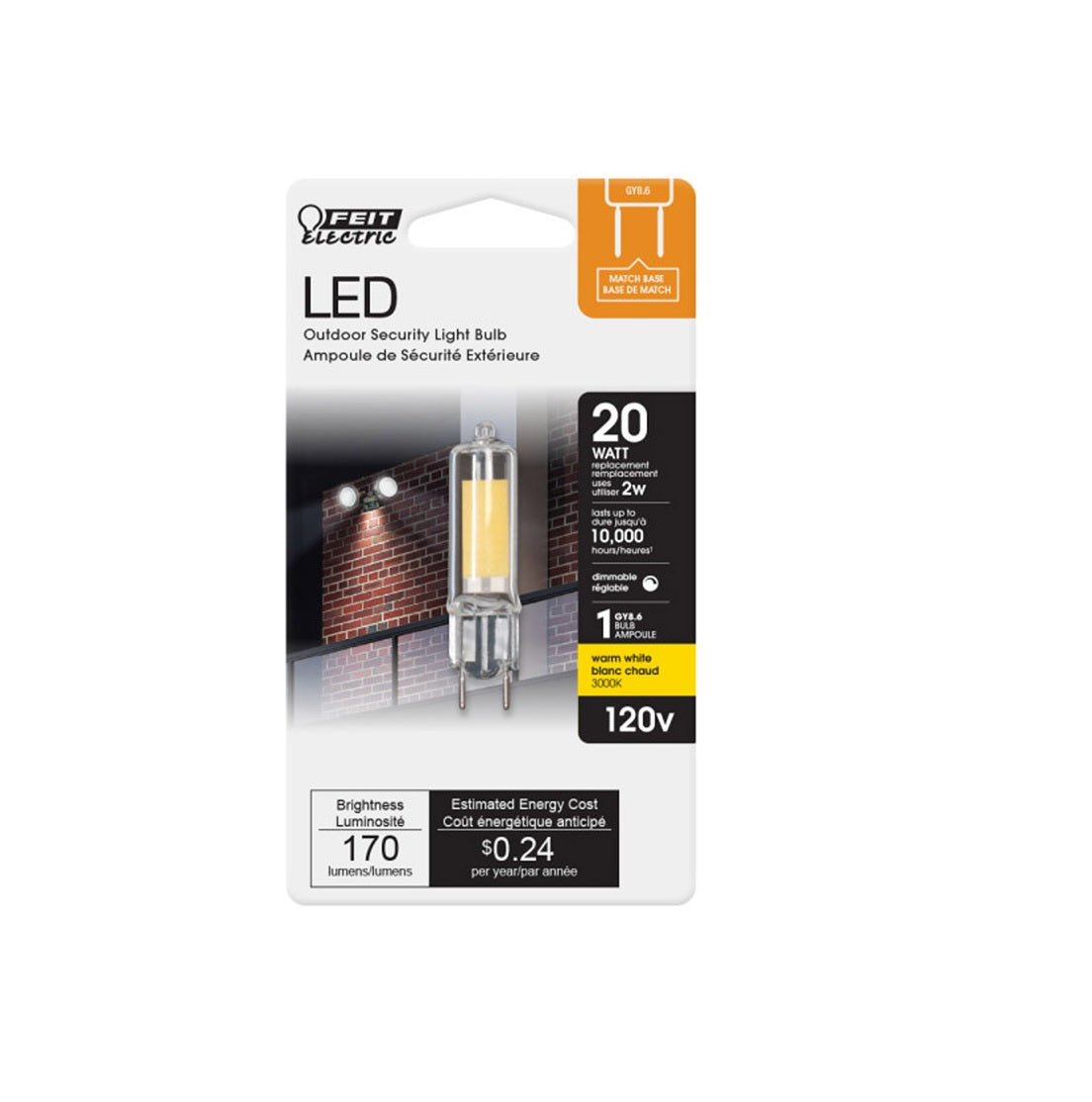 Feit Electric BP20G8.6/830LED T4 GY8.6 LED Light Bulb, Warm White