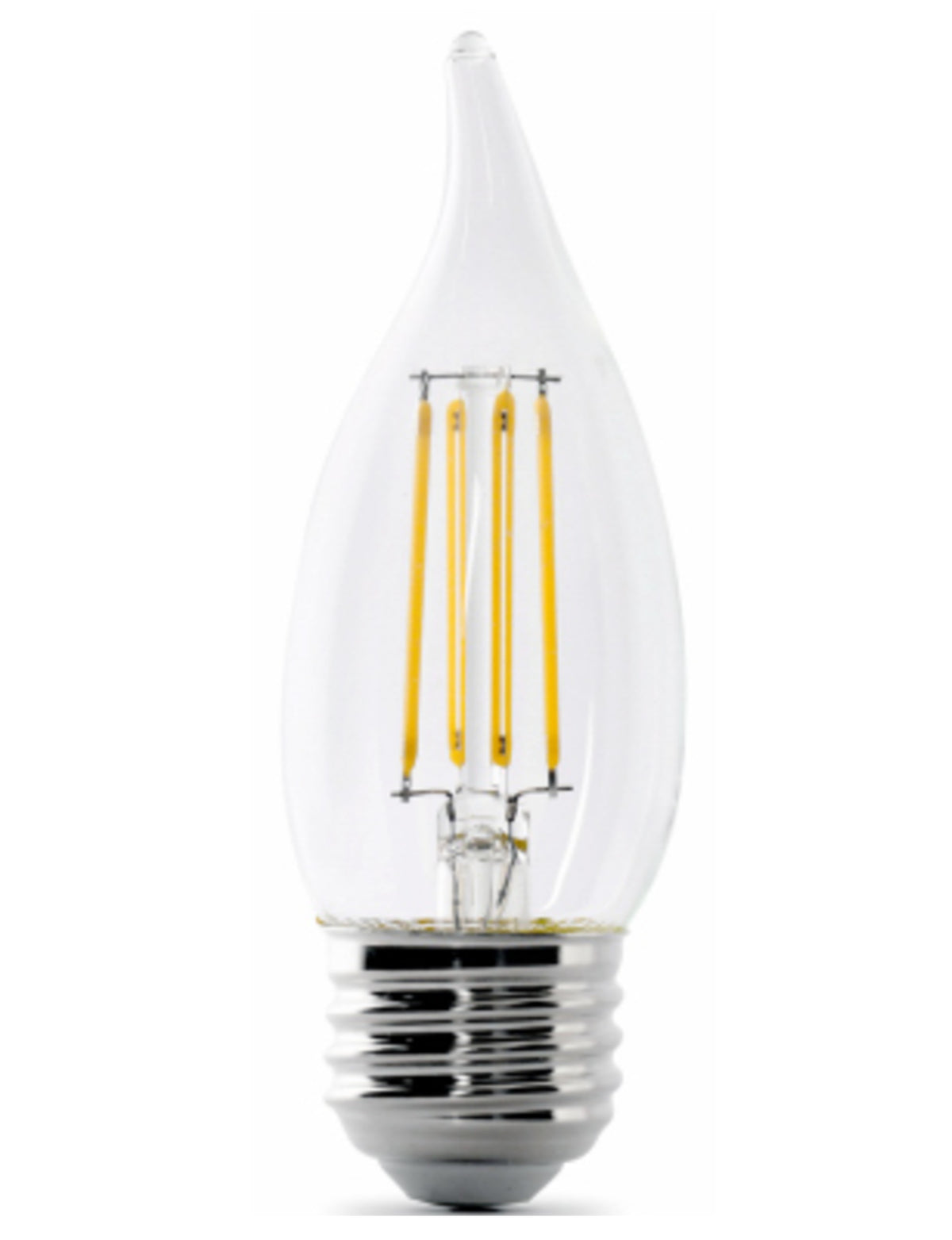 FEIT Electric BPEFC60/927CA/FIL  LED Bulb, Decorative, Flame Tip Lamp, 60 W Equivalent, E26 Lamp Base, Dimmable, Clear