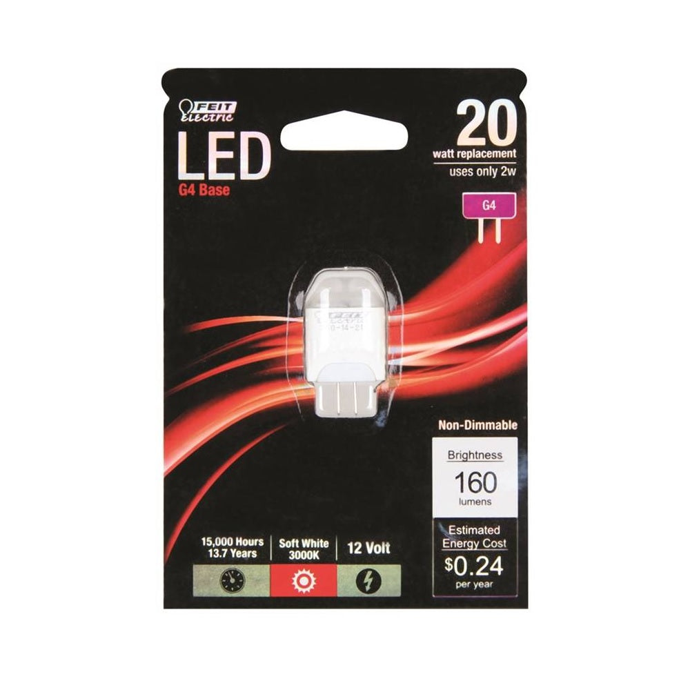 Feit Electric BP20G4/830/LED G4 LED Bulb, 2 Watts, 12 Volts