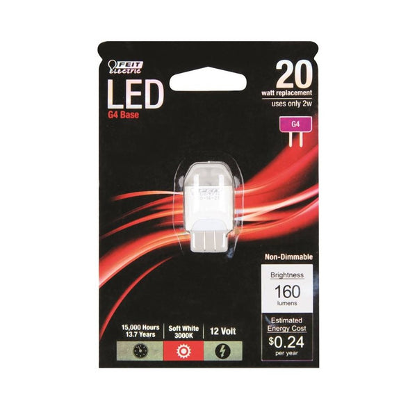 Feit Electric BP20G4/830/LED G4 LED Bulb, 2 Watts, 12 Volts