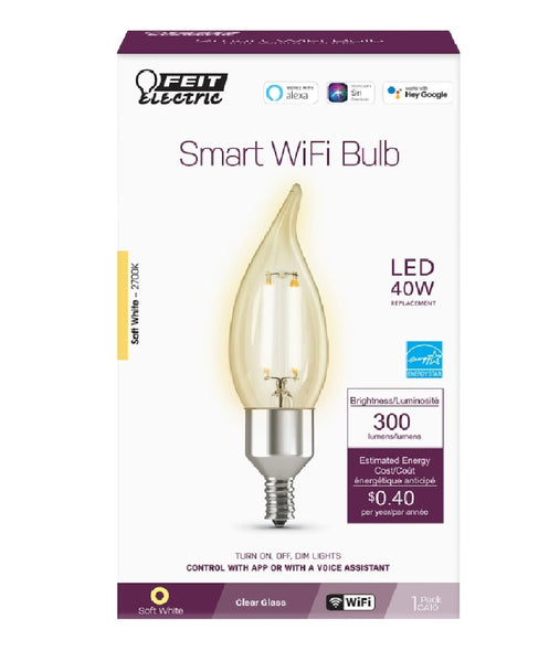Feit Electric CFC40/927CA/FIL/A LED Smart Bulb, Soft White, 40 Watt
