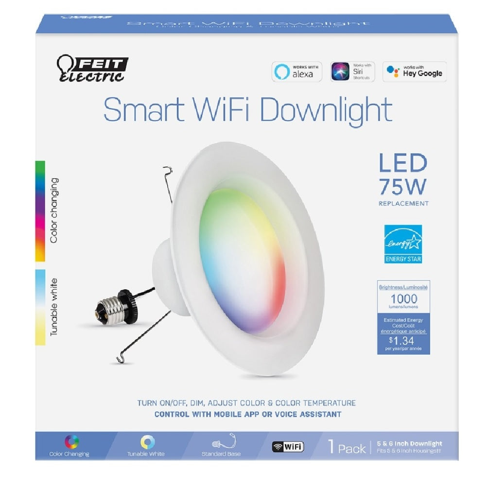 Feit Electric LEDR6/RGBW/AG LED Dimmable Recessed Downlight, White