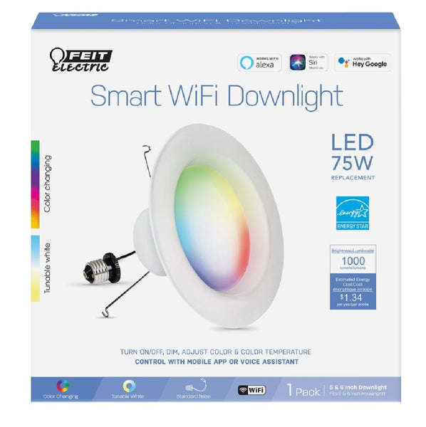 Feit Electric LEDR6/RGBW/AG LED Dimmable Recessed Downlight, White