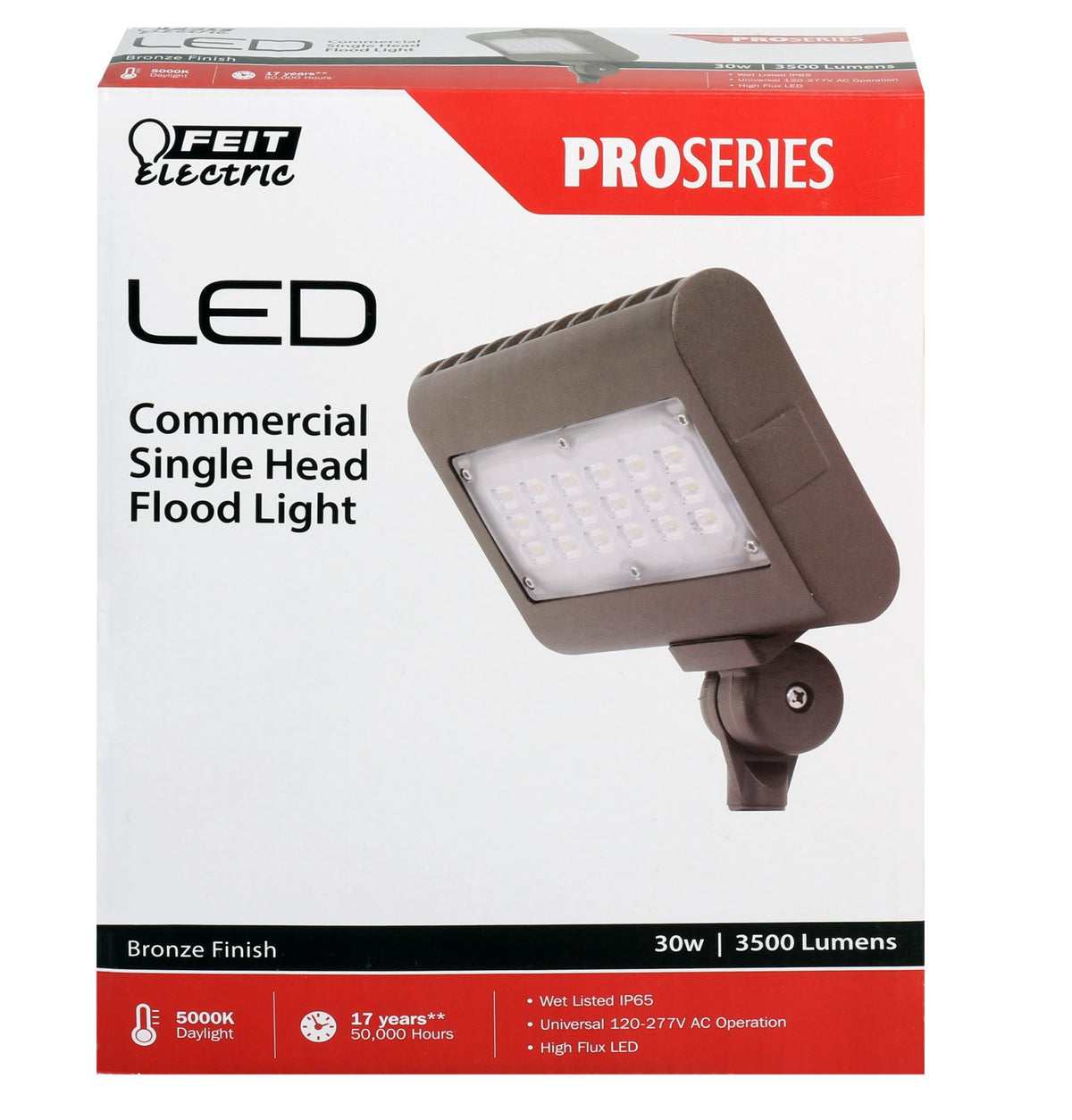 Feit Electric S7CSFL/850/BZ Proseries Hardwired LED Floodlight, Bronze