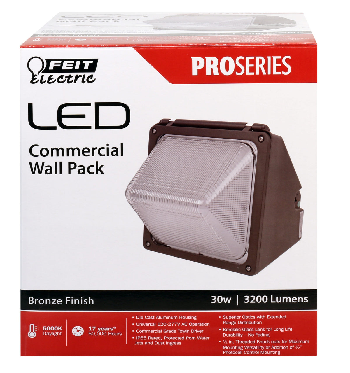 Feit Electric S8.5CWPK/850/BZ Proseries LED Wall Pack Light, 30 Watts