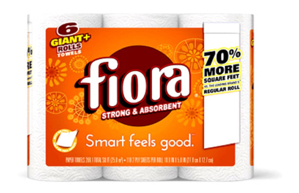 Fiora 41012 Giant+ Roll Paper Towel, 6 Pack